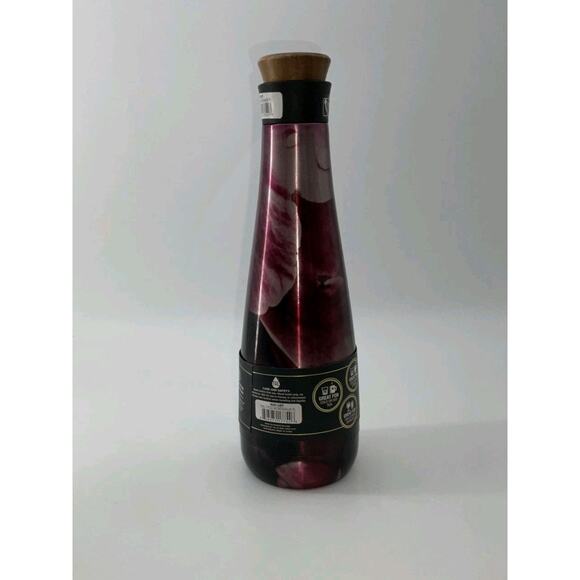 Tal Floral Bordeaux Stainless Steel 17 Ounce Water Bottle with Acacia Wood Lid - Picture 2 of 8